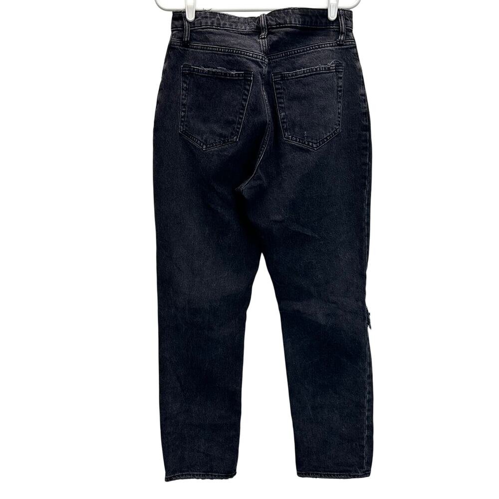 Abercrombie & Fitch The Dad High Rise Jeans Black Busted Knee 28 or 6